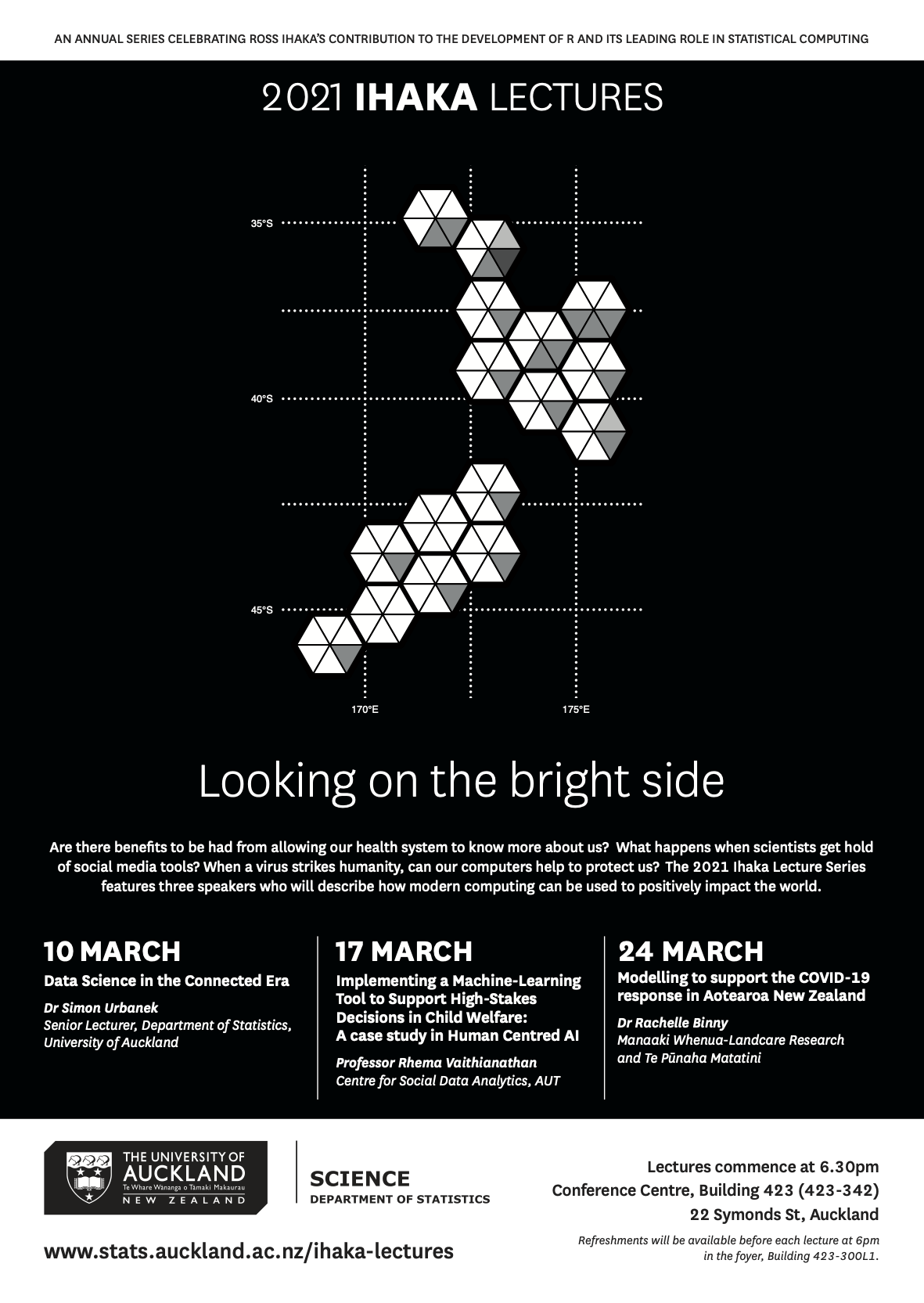 screenshot of official poster, with hexmap of New Zealand and list of speakers